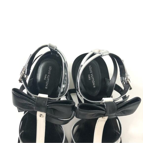 NEW Louis Vuitton Fornasetti 2021 LV Monogrammed Peplum Block Heel Sandals 35.5 - Picture 4 of 12